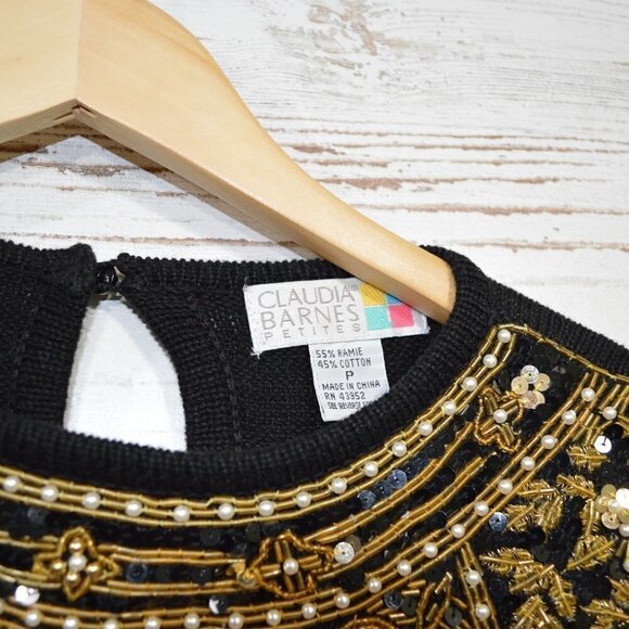 Vintage Claudia Barnes Beaded Sweater - Picture 2 of 3